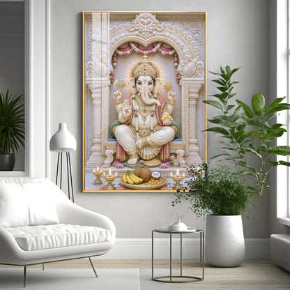 Sacred Lord Ganesha Premium Acrylic Vertical Wall Art