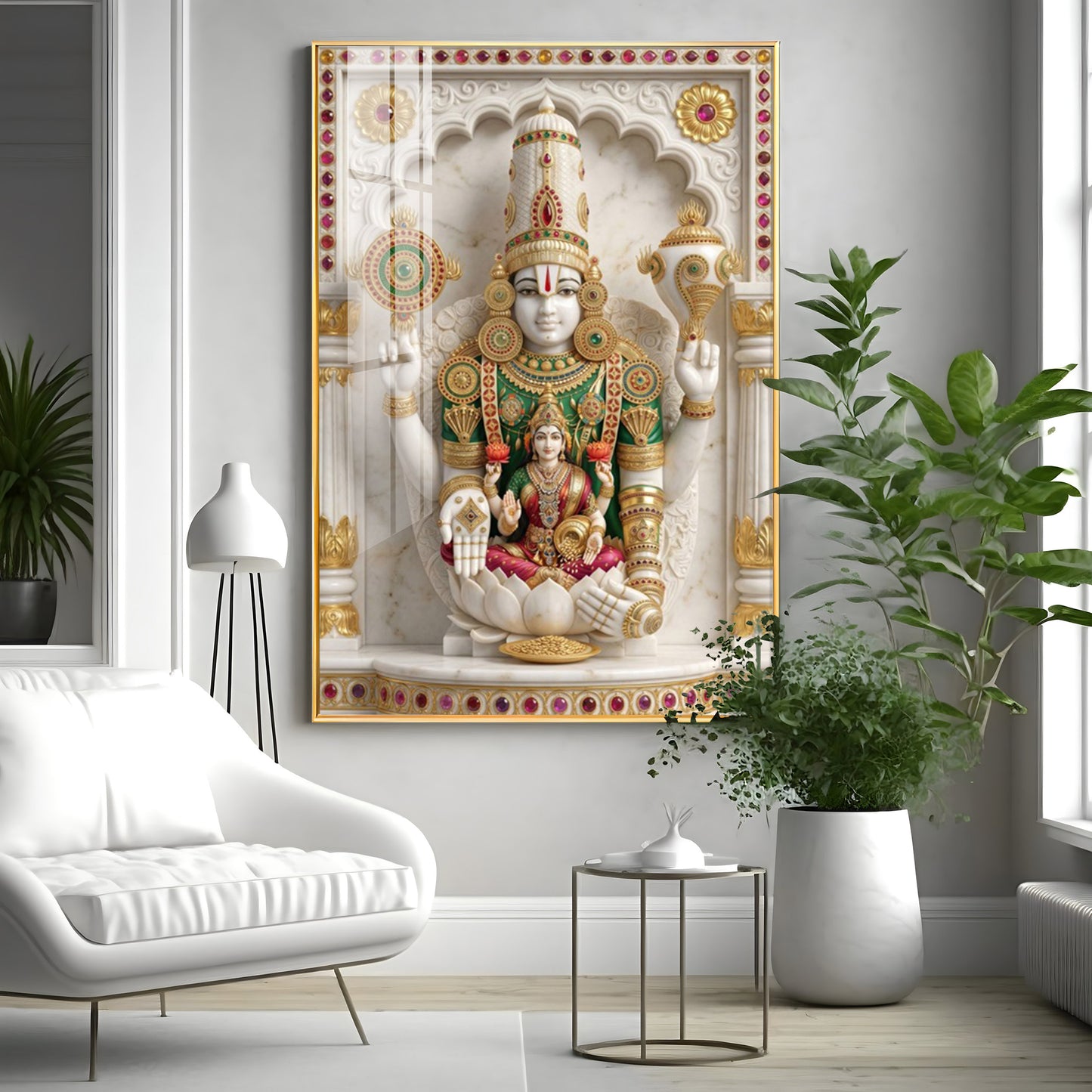 Shree Lakshmi Narayan Divine Premium Acrylic Vertical Wall Art