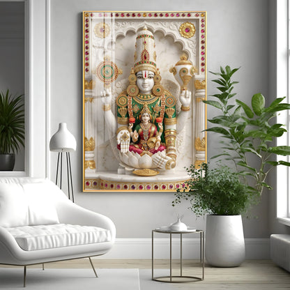 Shree Lakshmi Narayan Divine Premium Acrylic Vertical Wall Art