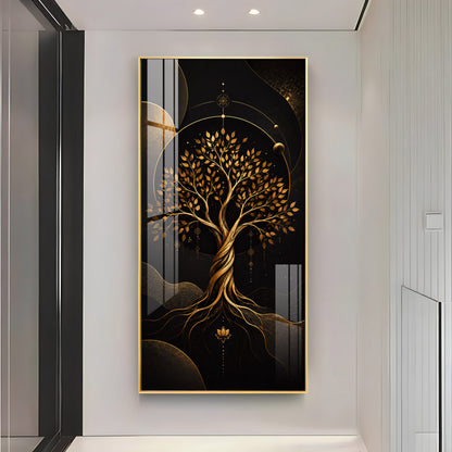 Modern Luxury Gold Tree Premium Acrylic Vertical Wall Art