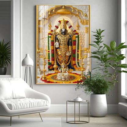 Depiction of Lord Venkateswara Premium Acrylic Vertical Wall Art