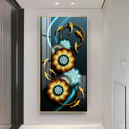Fishes With Fractal Flowers Premium Acrylic Vertical Wall Art