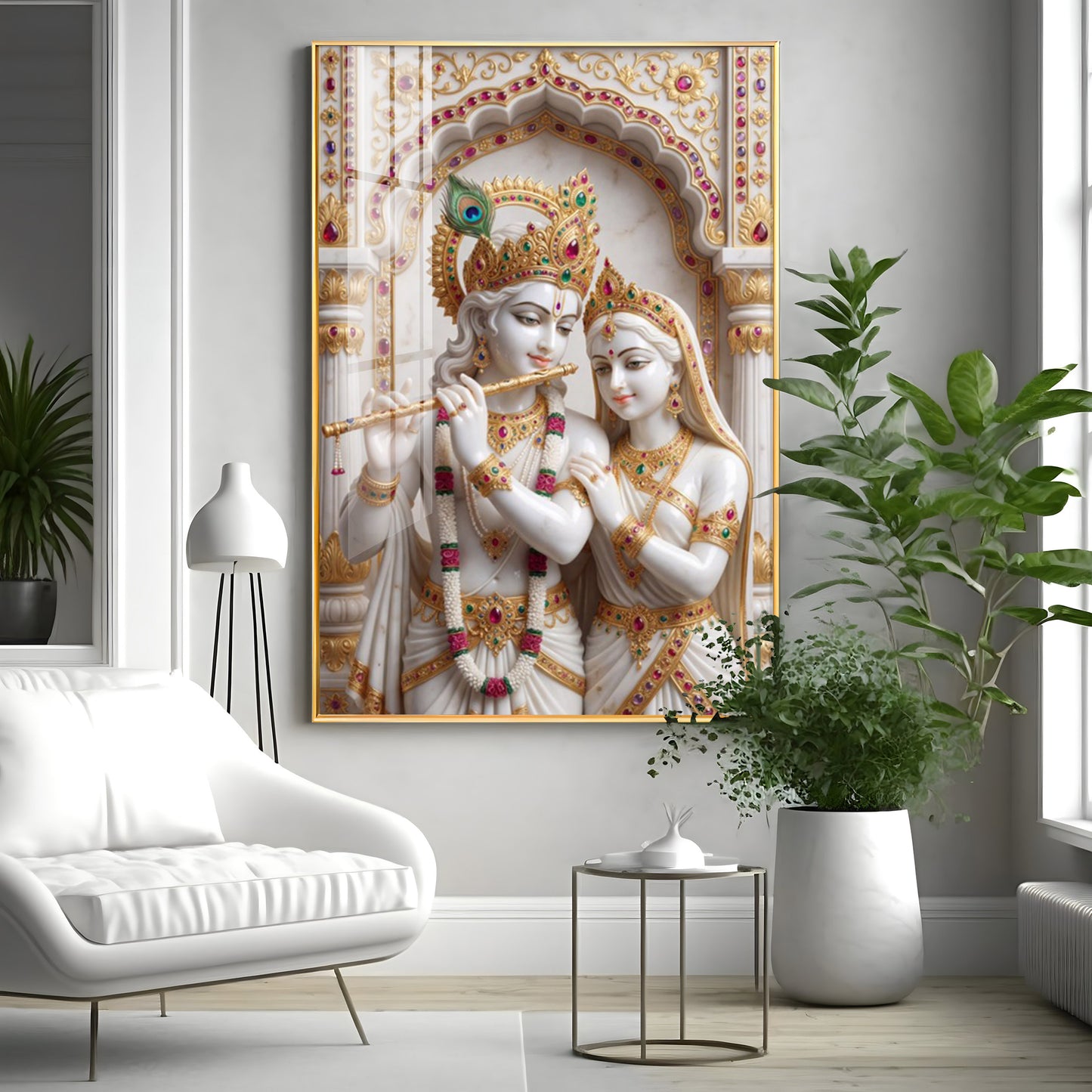 Radiant Radha krishna Idol Premium Acrylic Vertical Wall Art