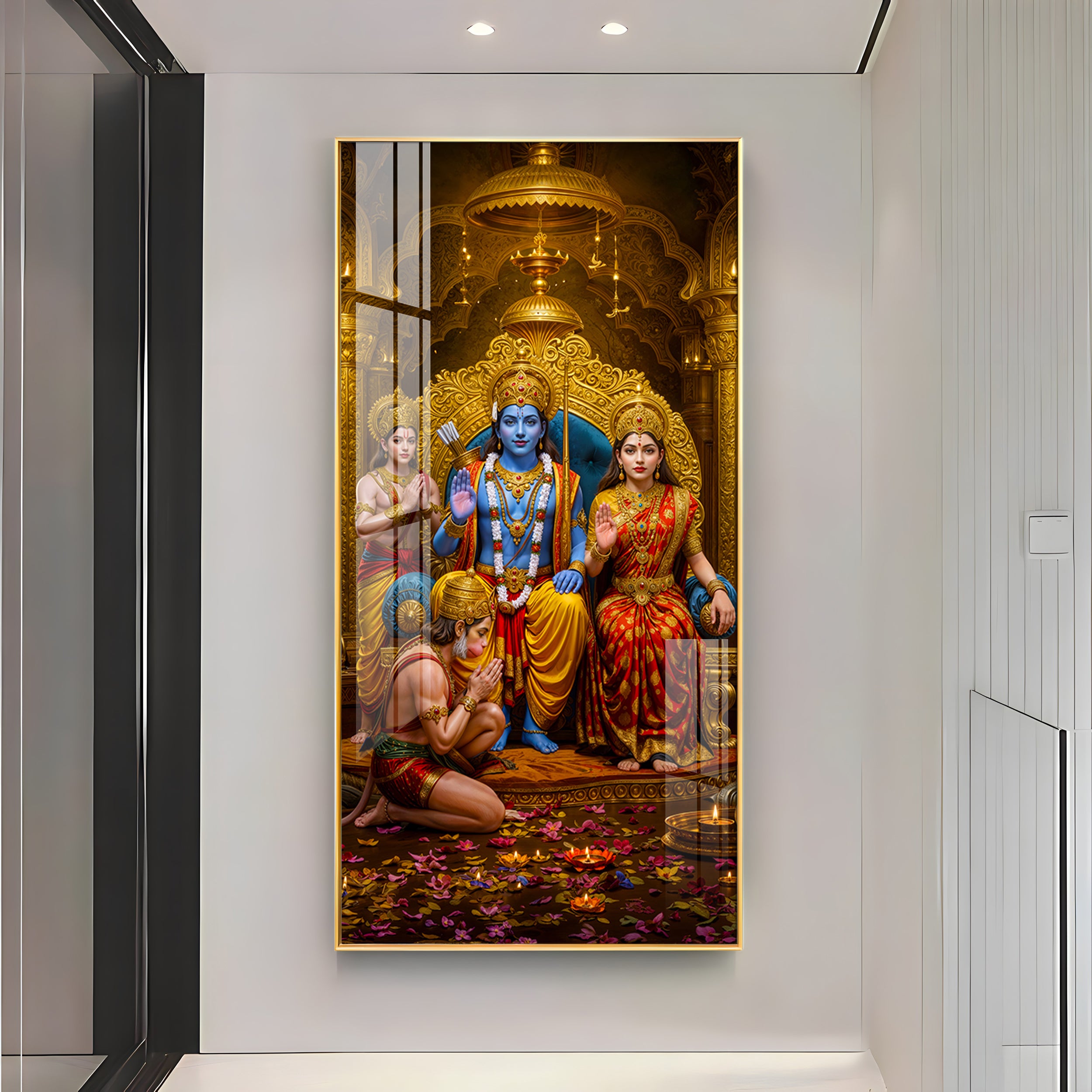 Devotion Of Hanuman Premium Acrylic Vertical Wall Art