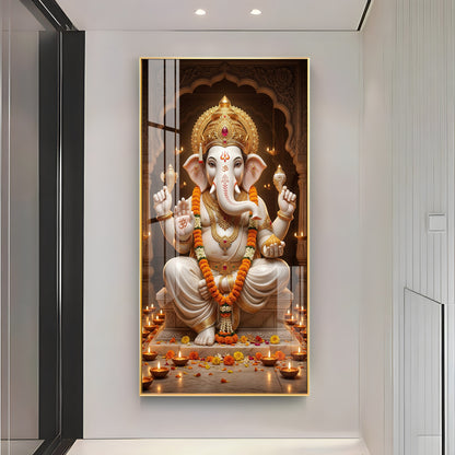 Ganesh Ji Eternal Wisdom Premium Acrylic Vertical Wall Art