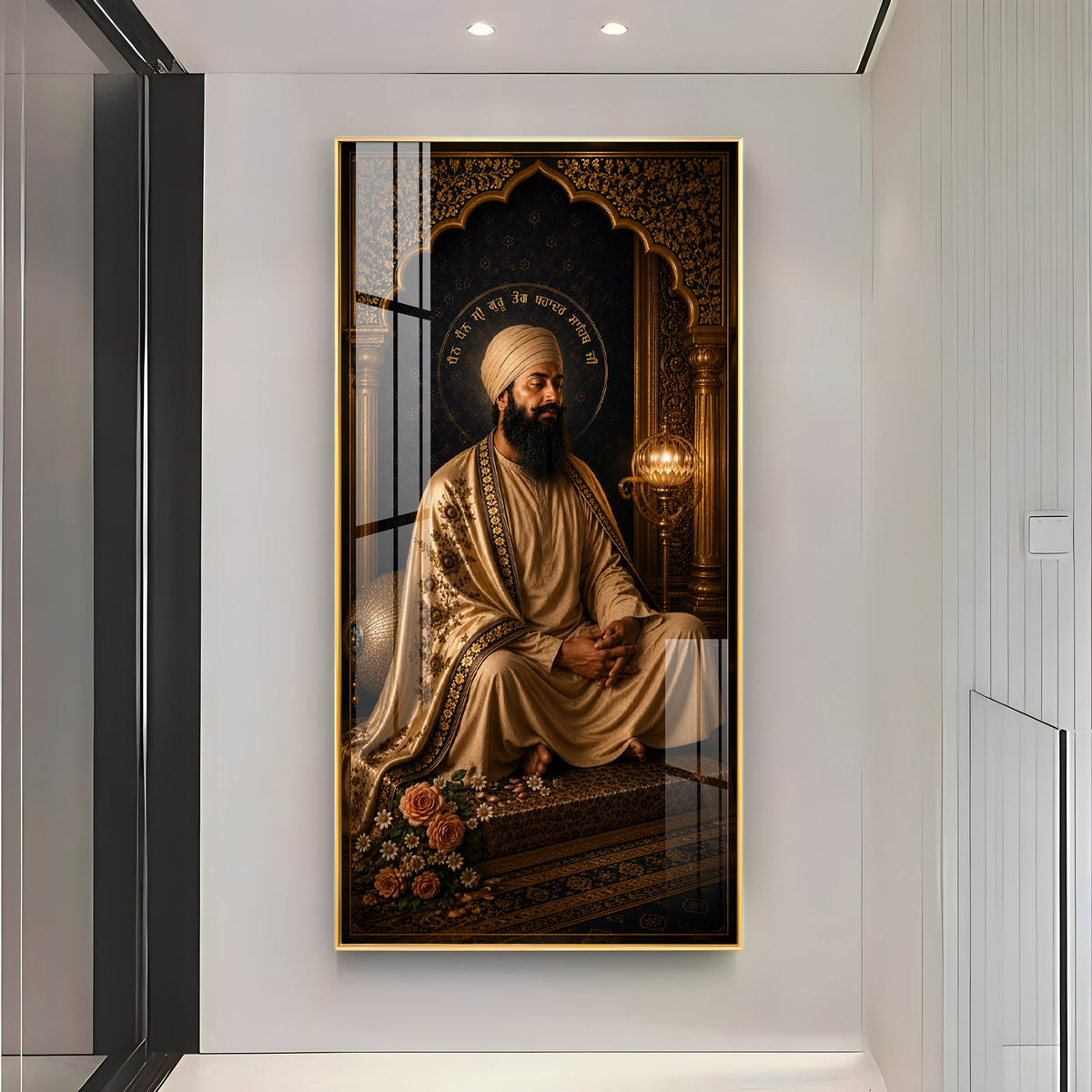Guru Tegh Bahadur Ji Meditating Premium Acrylic Vertical Wall Art