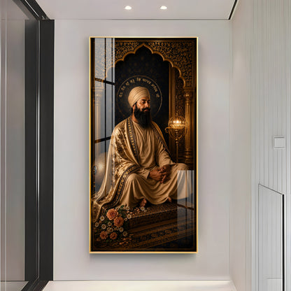 Guru Tegh Bahadur Ji Meditating Premium Acrylic Vertical Wall Art