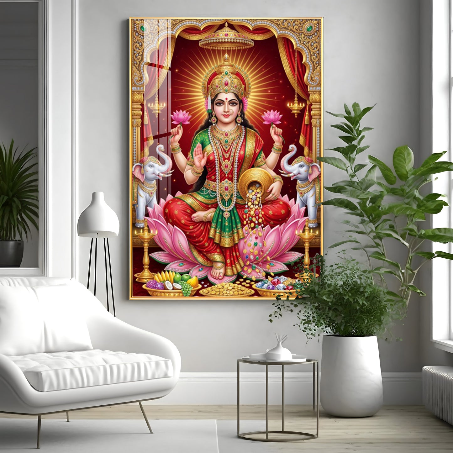 Devi Lakshmi Goddess Of Wealth Premium Acrylic Vertical Wall Art