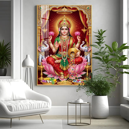 Devi Lakshmi Goddess Of Wealth Premium Acrylic Vertical Wall Art