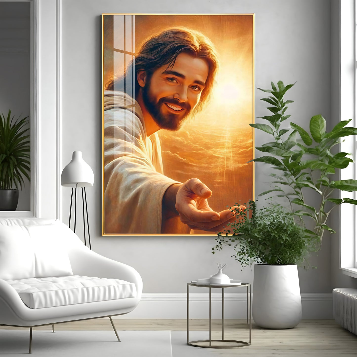 Smiling Jesus Christ Premium Acrylic Vertical Wall Art