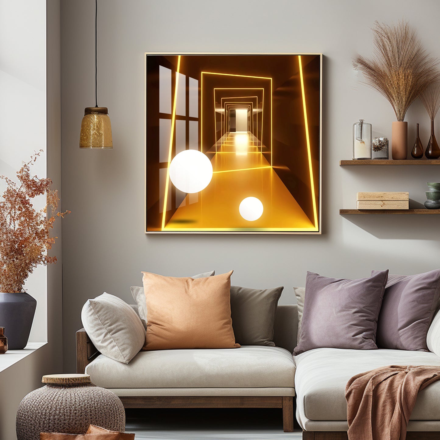 Abstract Dark Hallway Premium Acrylic Square Wall Art