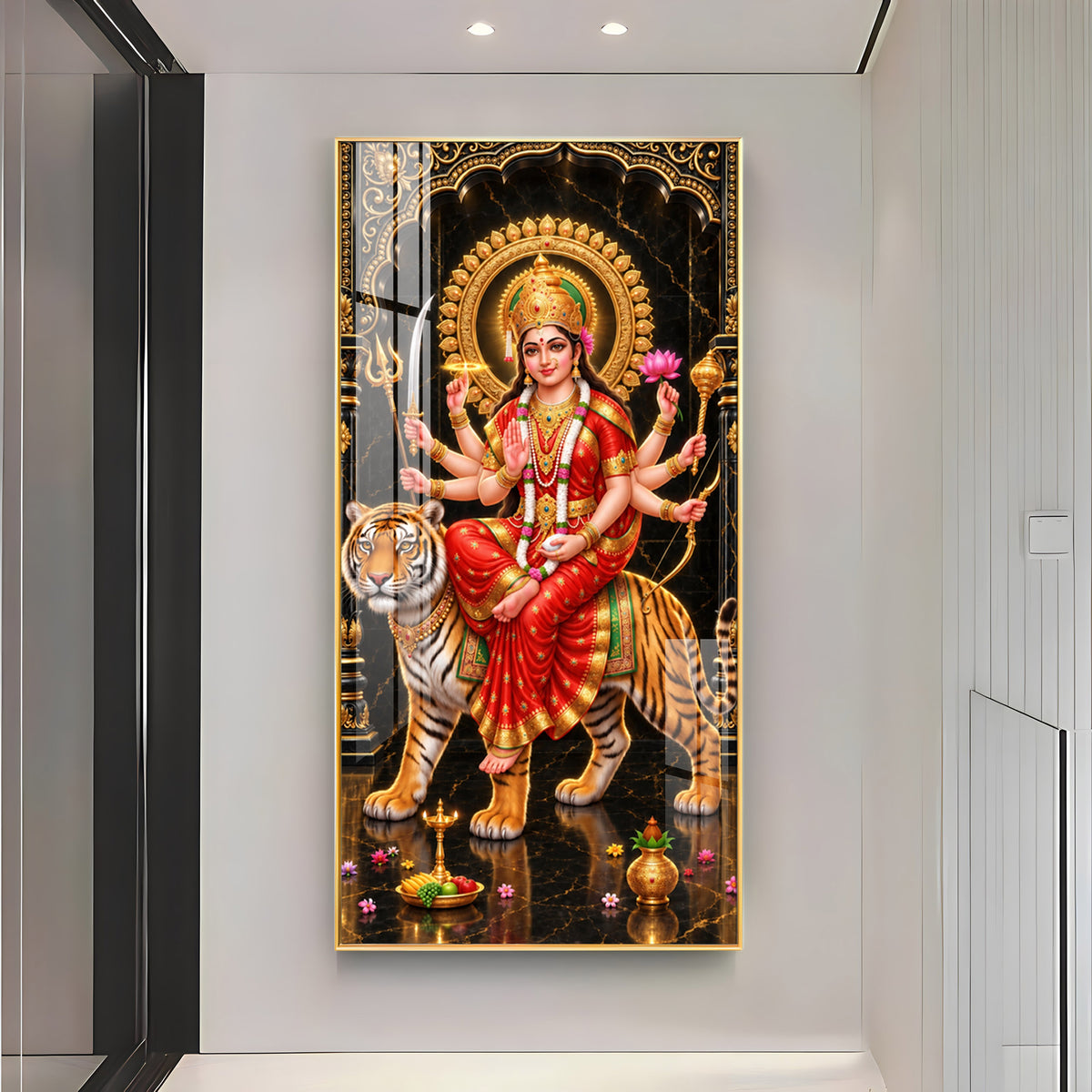 Divine Blessing Durga Premium Acrylic Vertical Wall Art