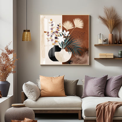 Two Overlapping Silhouettes Premium Acrylic Square Wall Art