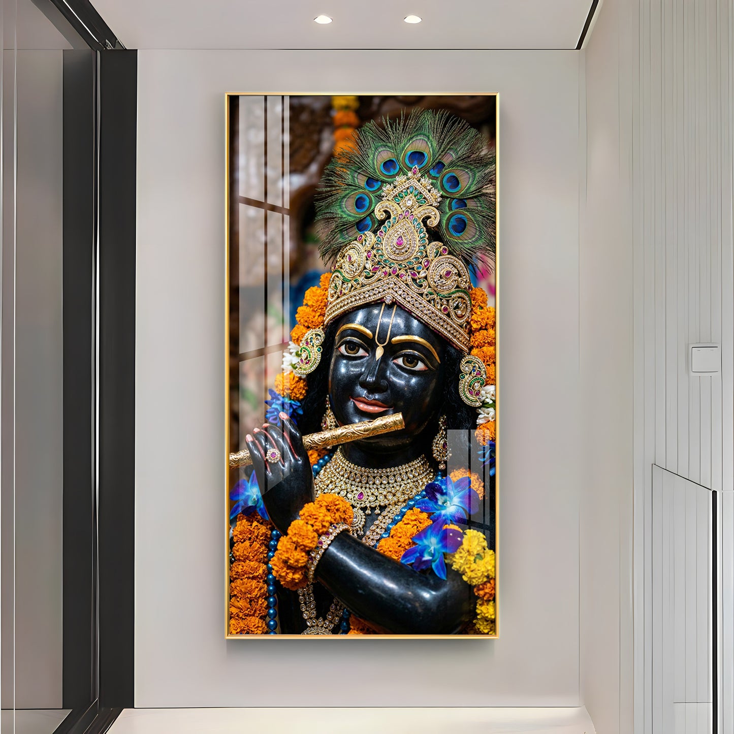 Divine Melody Krishna Premium Acrylic Vertical Wall Art