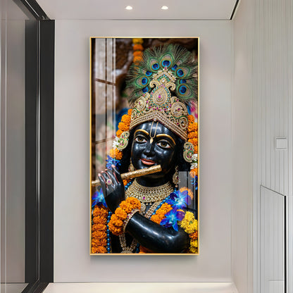 Divine Melody Krishna Premium Acrylic Vertical Wall Art