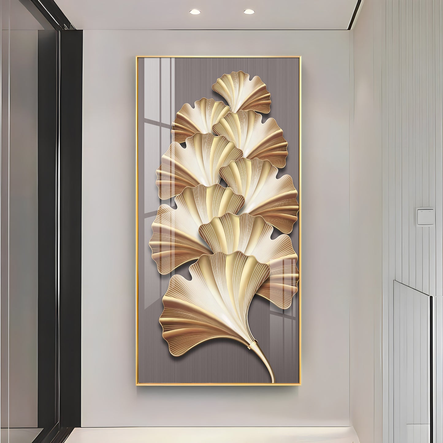 Golden Glow Premium Acrylic Vertical Wall Art