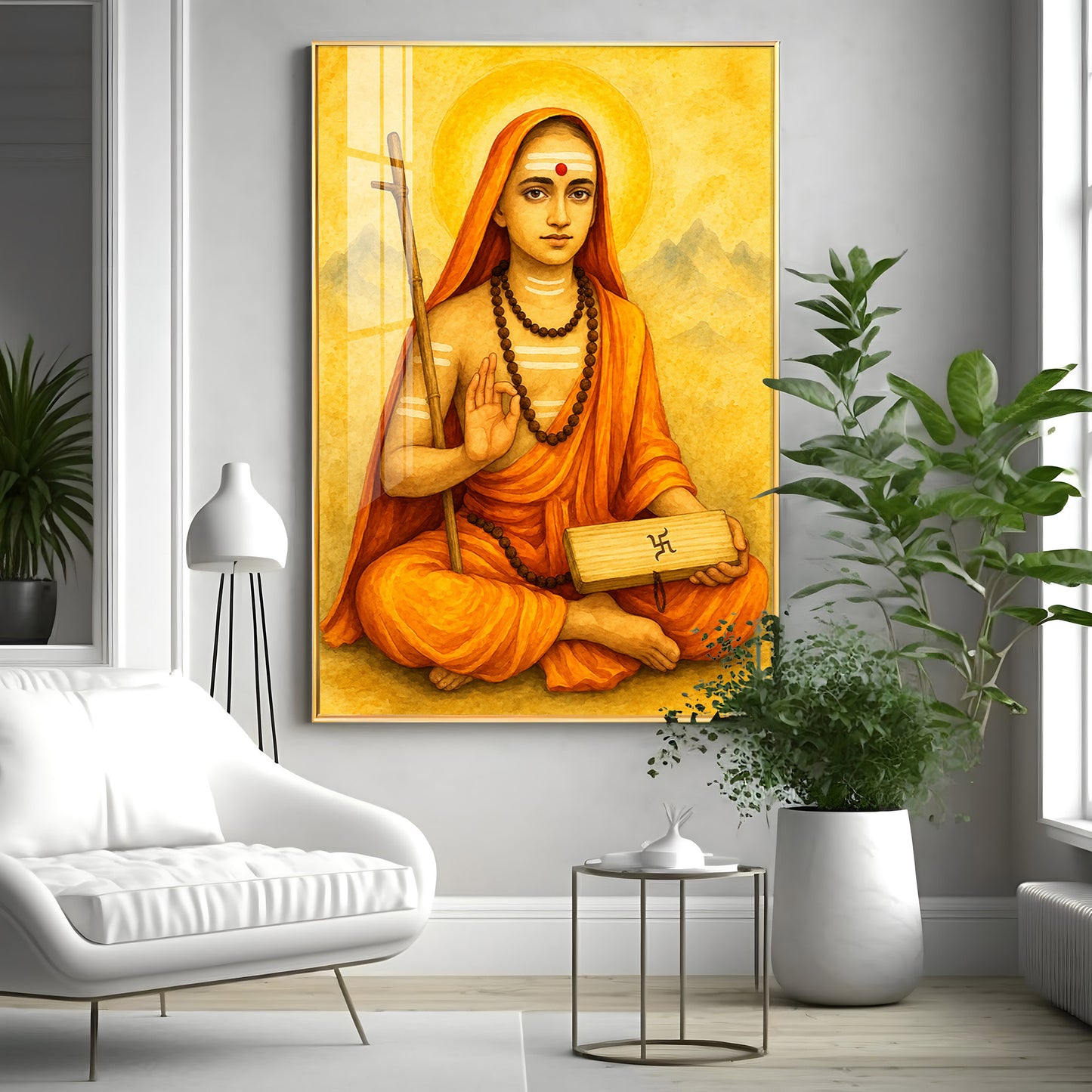 Shri Shankaracharya Ji Premium Acrylic Vertical Wall Art