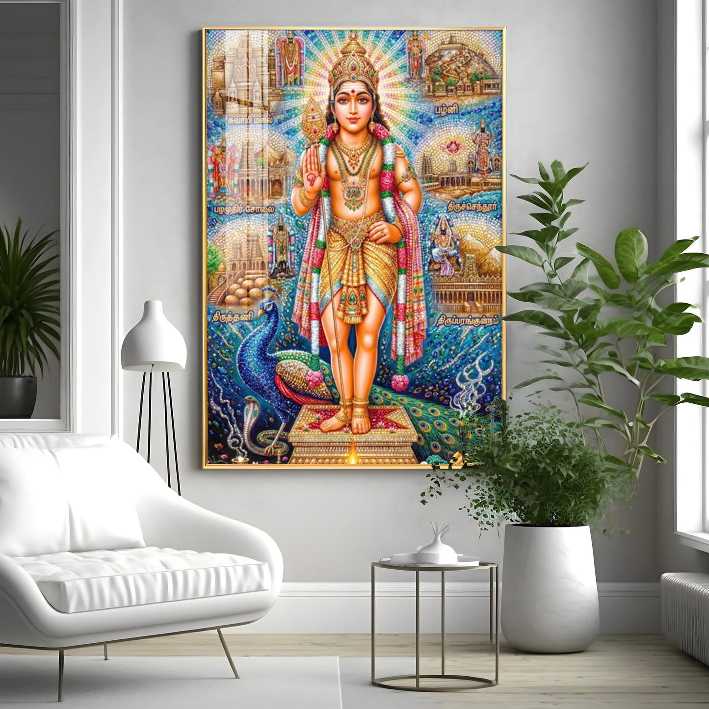 Hindu Lord Kartikeya Premium Acrylic Vertical Wall Art