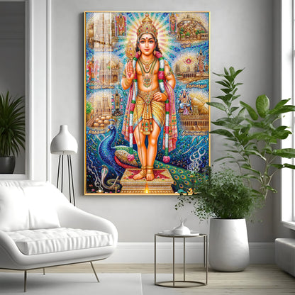 Hindu Lord Kartikeya Premium Acrylic Vertical Wall Art