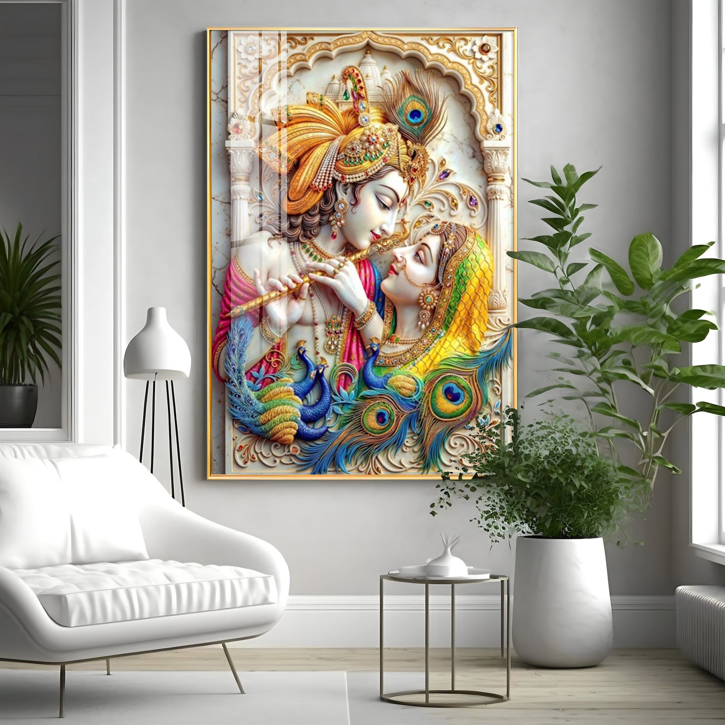 Radha Krishna Eternal Love Premium Acrylic Vertical Wall Art