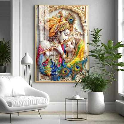 Radha Krishna Eternal Love Premium Acrylic Vertical Wall Art