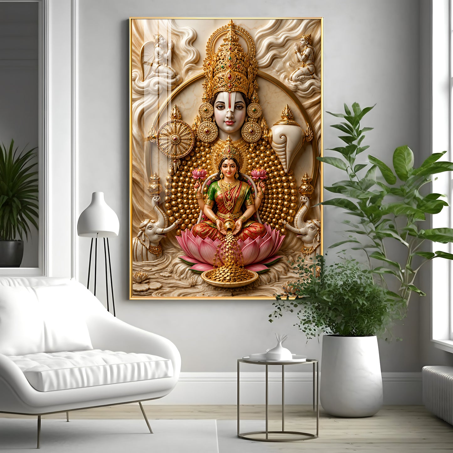 Lord Venkateswara & Goddess Lakshmi Premium Acrylic Vertical Wall Art