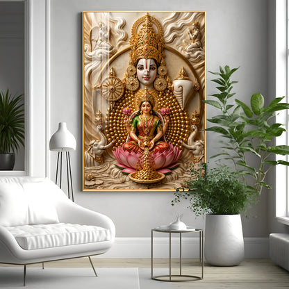Lord Venkateswara & Goddess Lakshmi Premium Acrylic Vertical Wall Art