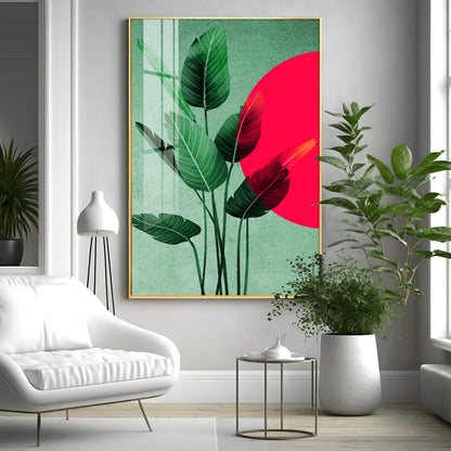 Green Leaf Premium Acrylic Vertical Wall Art