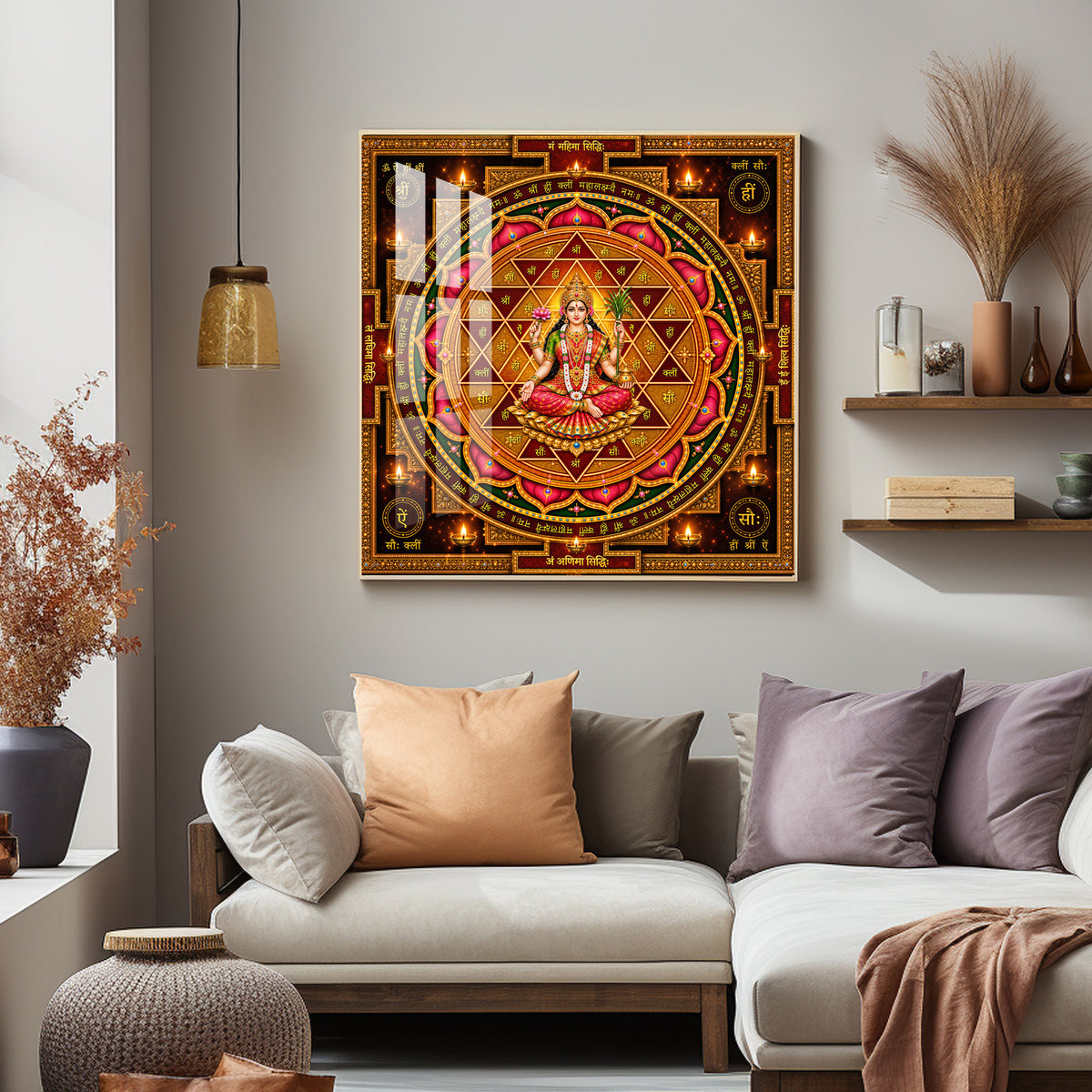Shri Lalita Tripura Sundari Yantra Premium Acrylic Square Wall Art