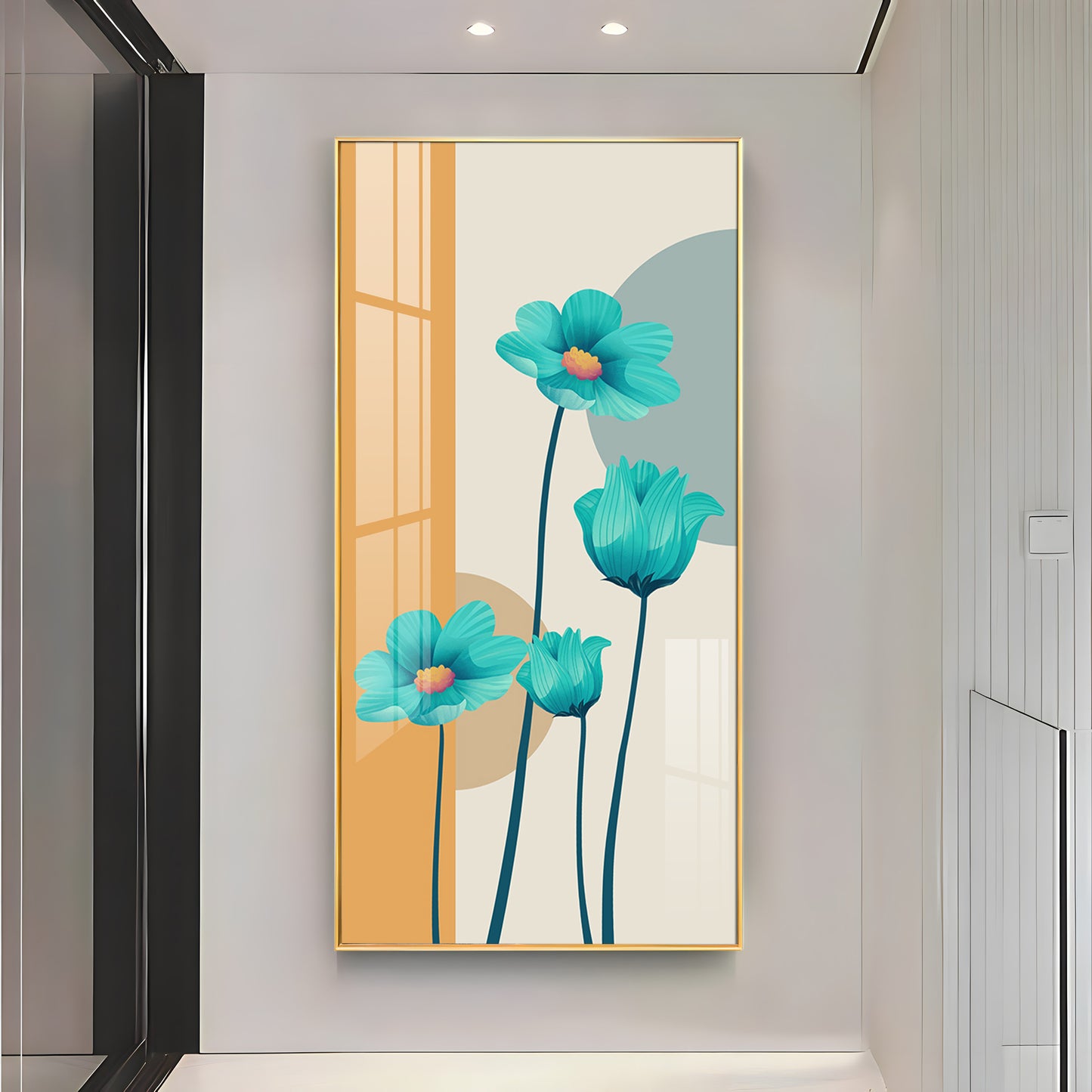 Elegant Blue Flowers Premium Acrylic Vertical Wall Art