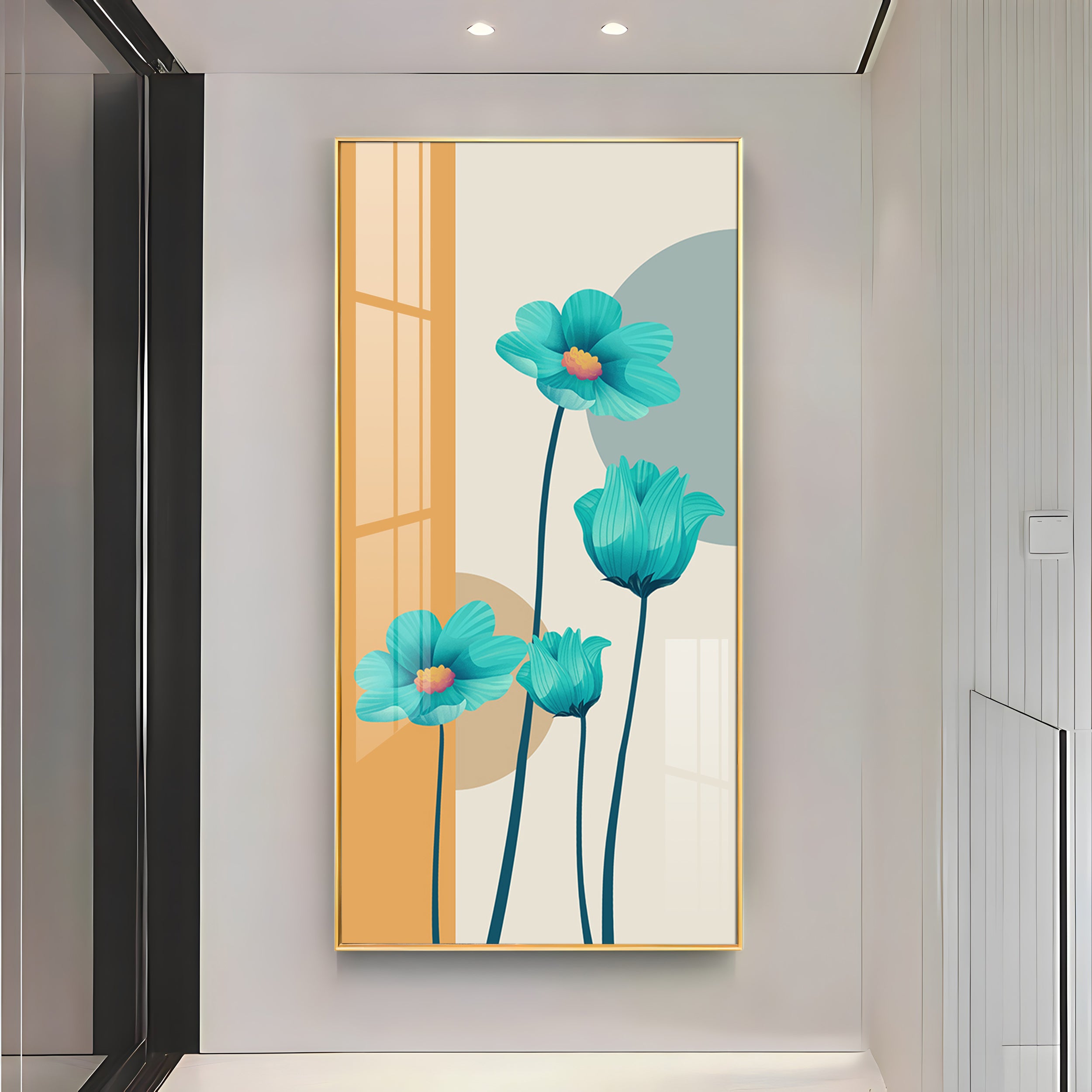 Elegant Blue Flowers Premium Acrylic Vertical Wall Art