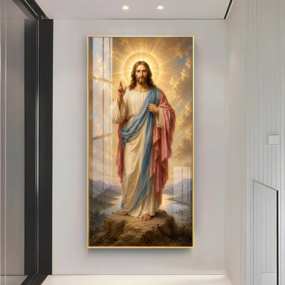 Divine Jesus Christ Blessing Landscape Premium Acrylic Vertical Wall Art