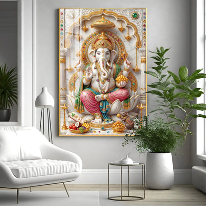 Radiance of Peace Ganesh Ji Premium Acrylic Vertical Wall Art