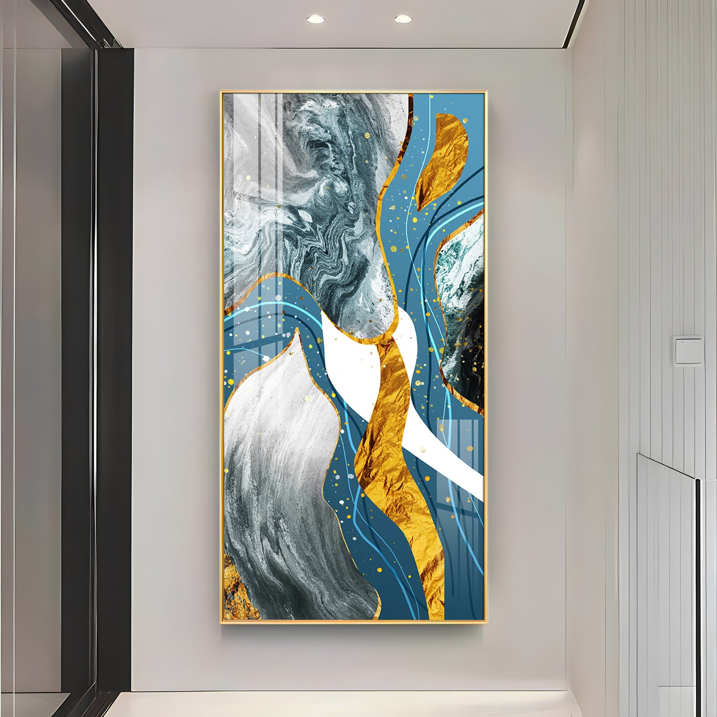 Blue & White Abstraction Premium Acrylic Vertical Wall Art