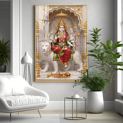 Hindu Goddess Maa Durga Premium Acrylic Vertical Wall Art