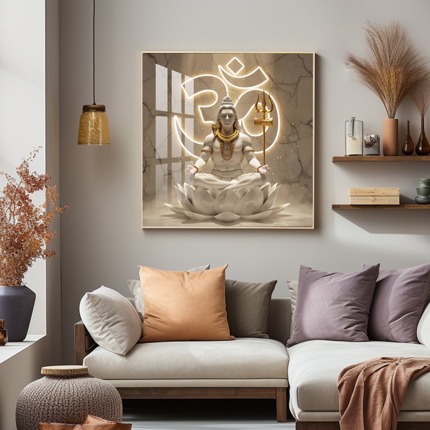 Lord Shiva Meditating Premium Acrylic Square Wall Art