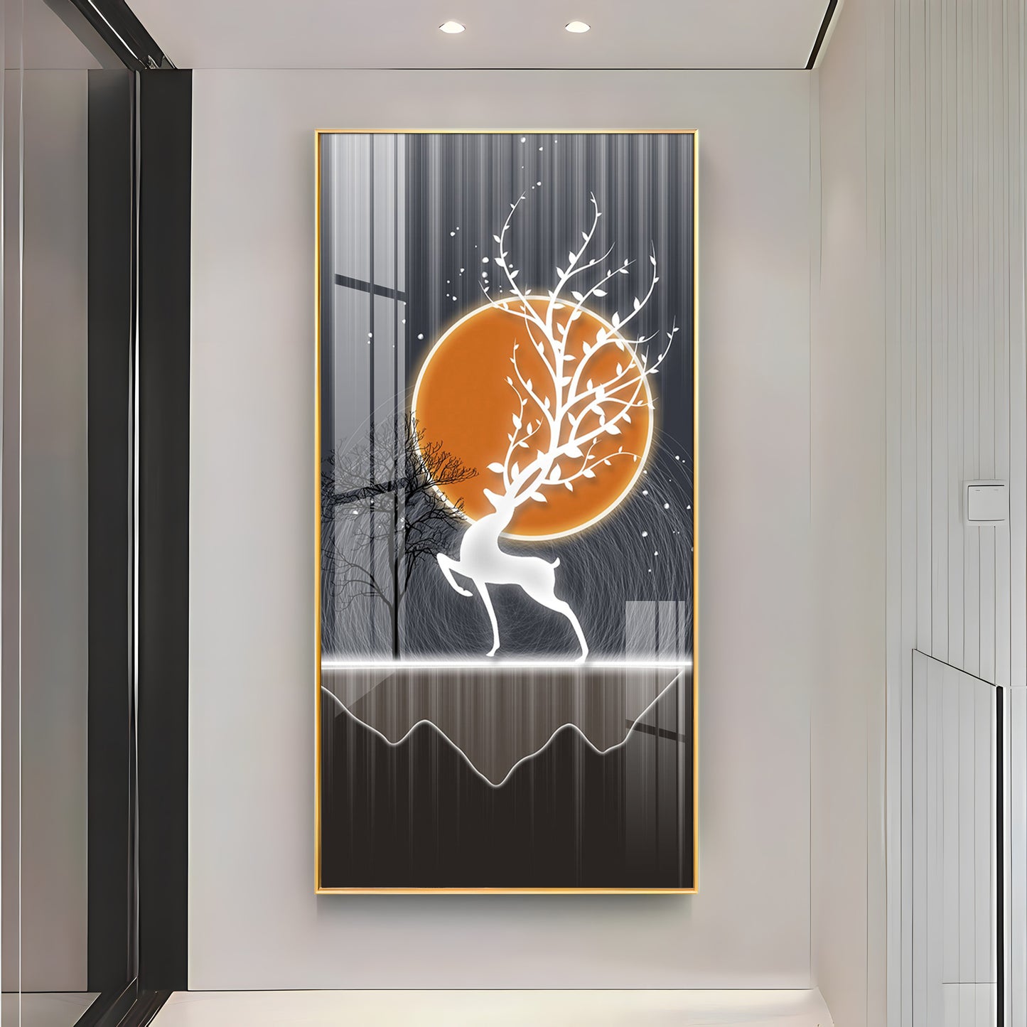 Luminious Deer Premium Acrylic Vertical Wall Art