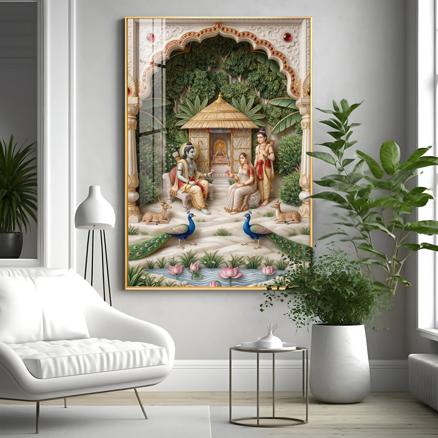 Lord Ram, Devi Sita & Lakshmana Premium Acrylic Vertical Wall Art