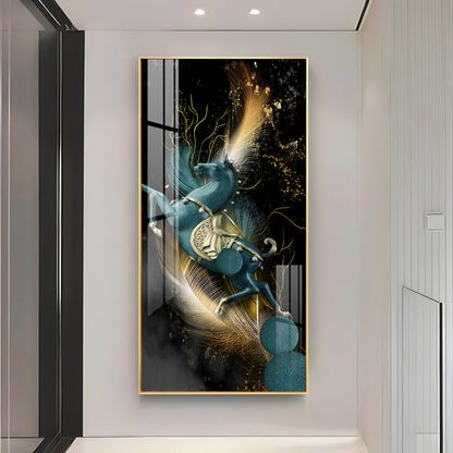 Blue Horse With Abstract Background Premium Acrylic Vertical Wall Art