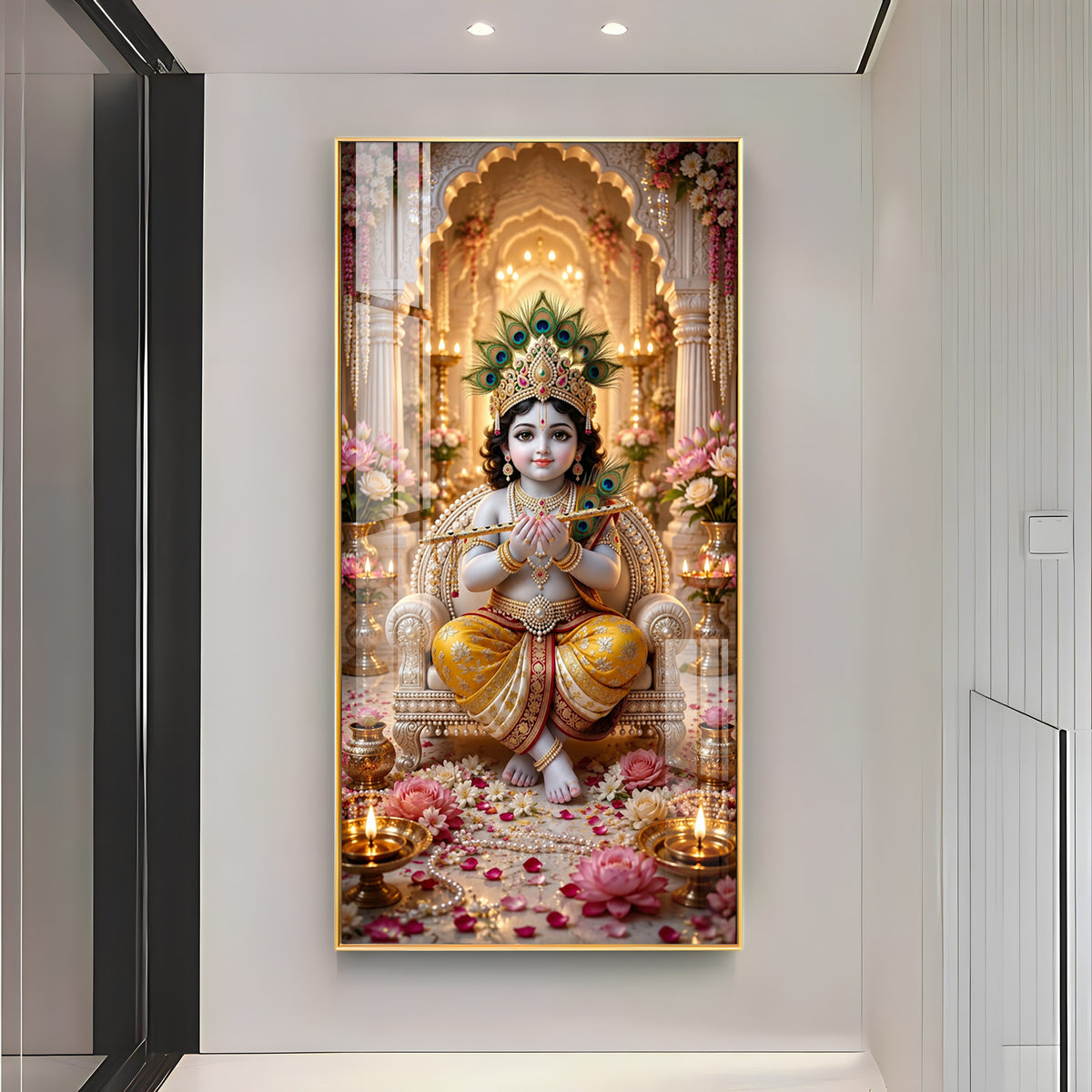 Divine Shree Krishna Premium Acrylic Vertical Wall Art