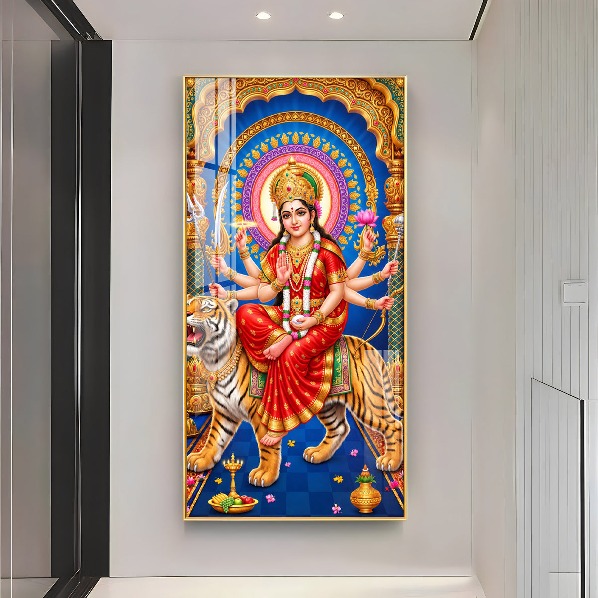 Goddess Durga Divine Premium Acrylic Vertical Wall Art
