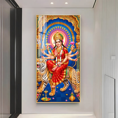 Goddess Durga Divine Premium Acrylic Vertical Wall Art
