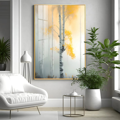 Serene Fogfall Tree Premium Acrylic Vertical Wall Art