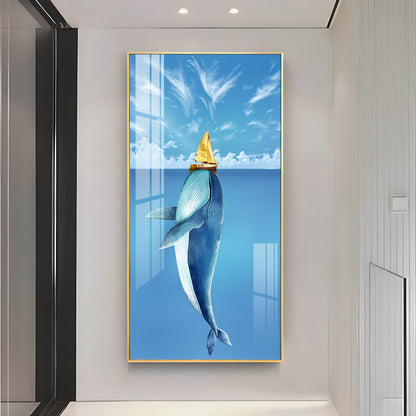 Cartoon Whale Premium Acrylic Vertical Wall Art