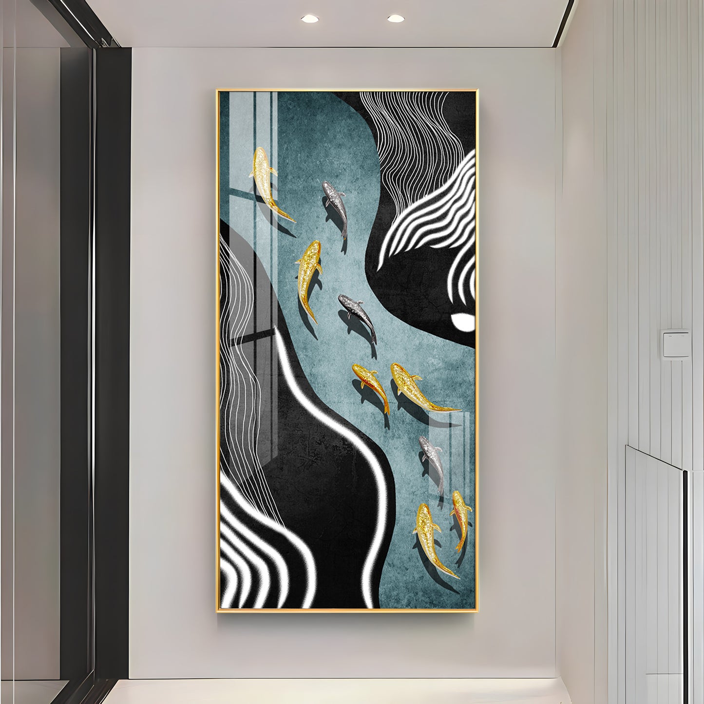 Fish Flow Fusion Premium Acrylic Vertical Wall Art