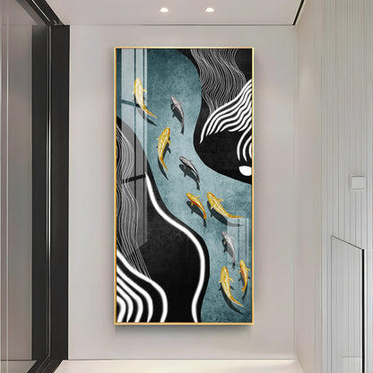 Fish Flow Fusion Premium Acrylic Vertical Wall Art