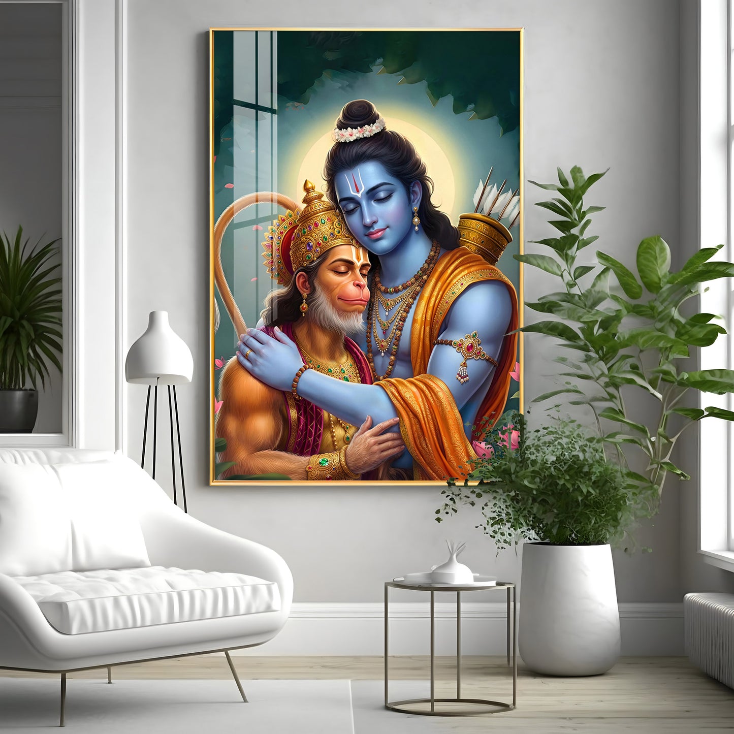 Lord Rama And Hanuman Brotherhood Premium Acrylic Wall Art