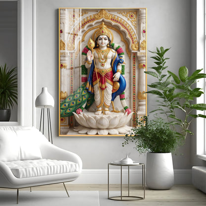 Lord Muruga Ji Premium Acrylic Vertical Wall Art