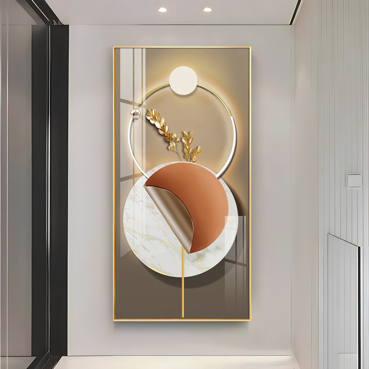 Golden Elegance Premium Acrylic Vertical Wall Art