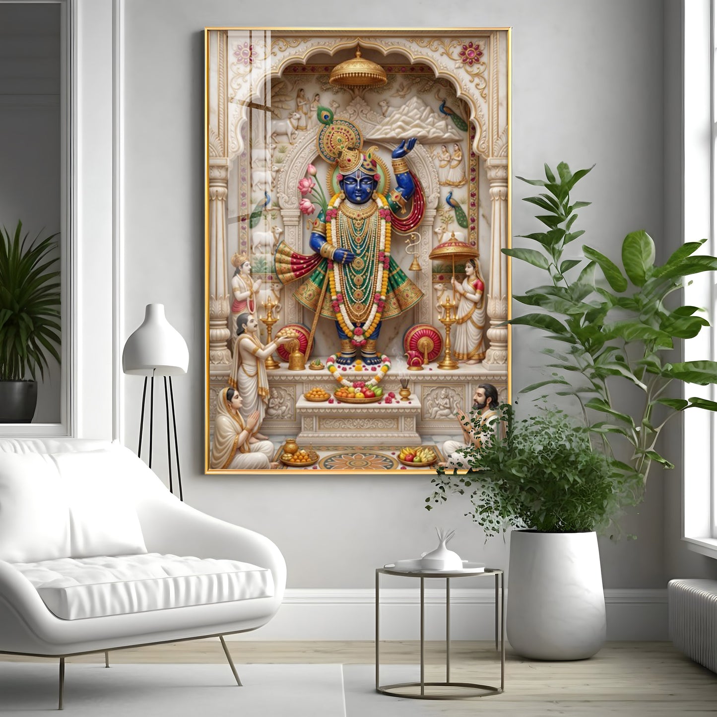 Lord Shrinathji Pichwai Premium Acrylic Vertical Wall Art